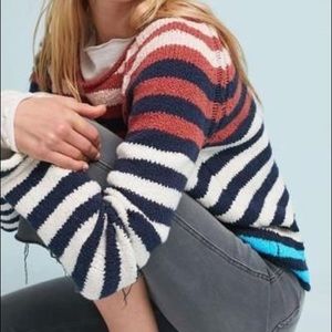 Anthro Lambswool Colorblock Stripey Sweater